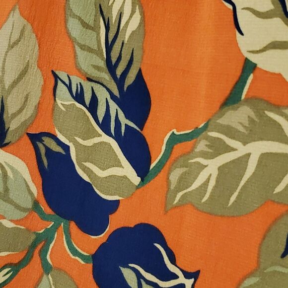 Vintage Jones Studio 100% Silk Tunic Blouse Art To Wear Floral Orange Mod SZL/XL - Picture 5 of 10